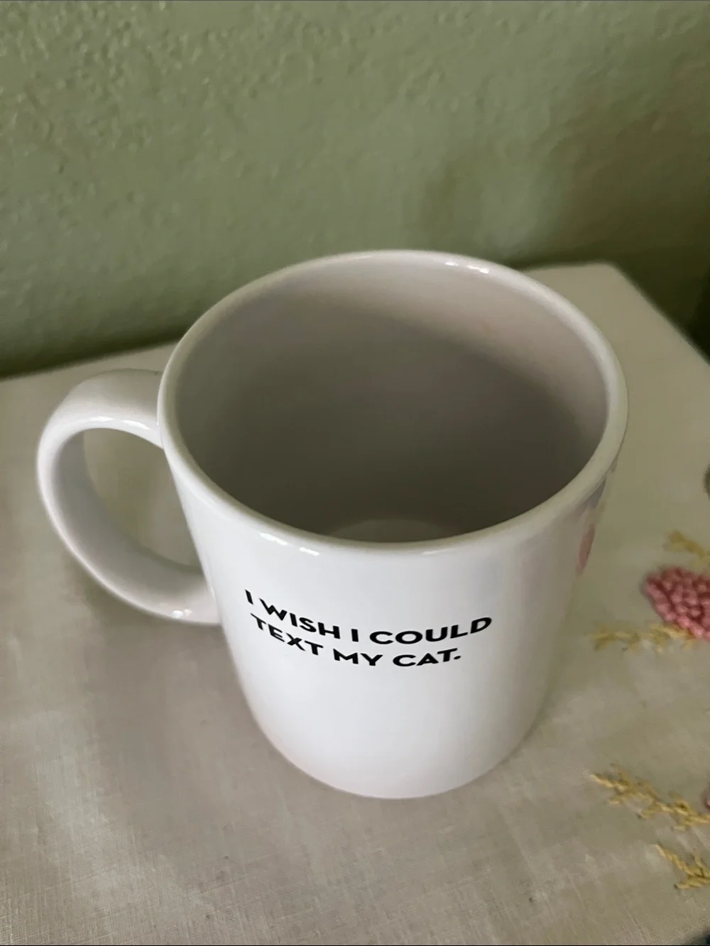 Sapling Press “I Wish I Could Text My Cat” Coffee Mug Funny Cat Lover Gift